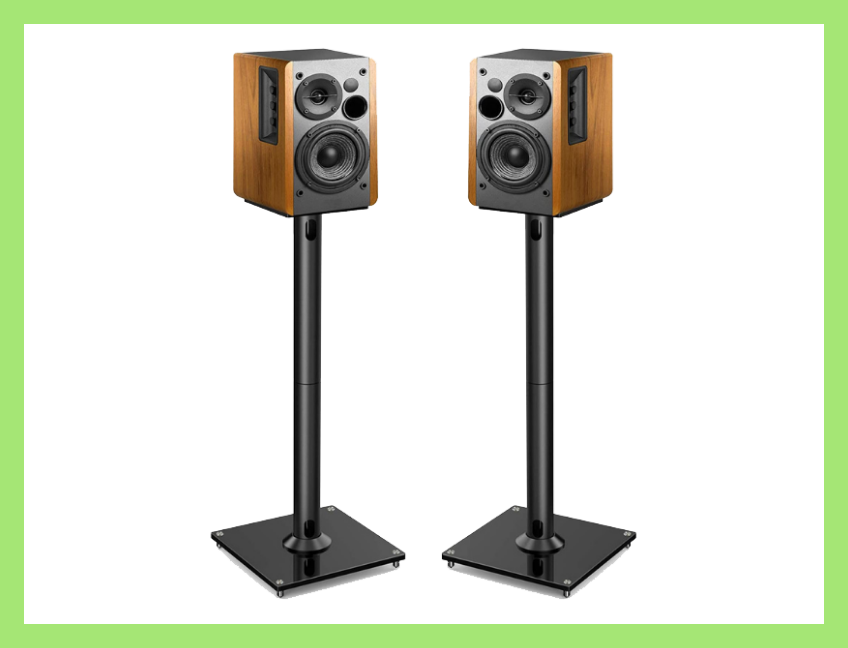 Take your home entertainment center to the next level with these speaker stands (speakers not included). (Photo: Amazon)