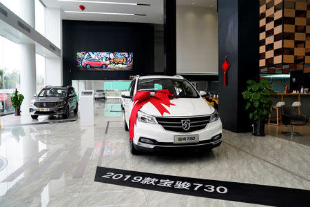 A Baojun 730 car is seen at a Baojun showroom in Liuzhou, Guangxi Zhuang Autonomous Region, China, February 28, 2019. REUTERS/Aly Song