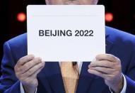 Thomas Bach President of the International Olympic Committee (IOC) announces Beijing as the city to host the the 2022 Winter Olympics during the 128th International Olympic Committee Session, in Malaysia's capital city of Kuala Lumpur July 31, 2015. REUTERS/Edgar Su
