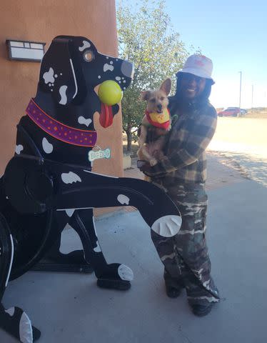 <p>Santa Fe Animal Shelter/Facebook</p> Panfilo the dog reunites with his owner at the Santa Fe Animal Shelter & Humane Society