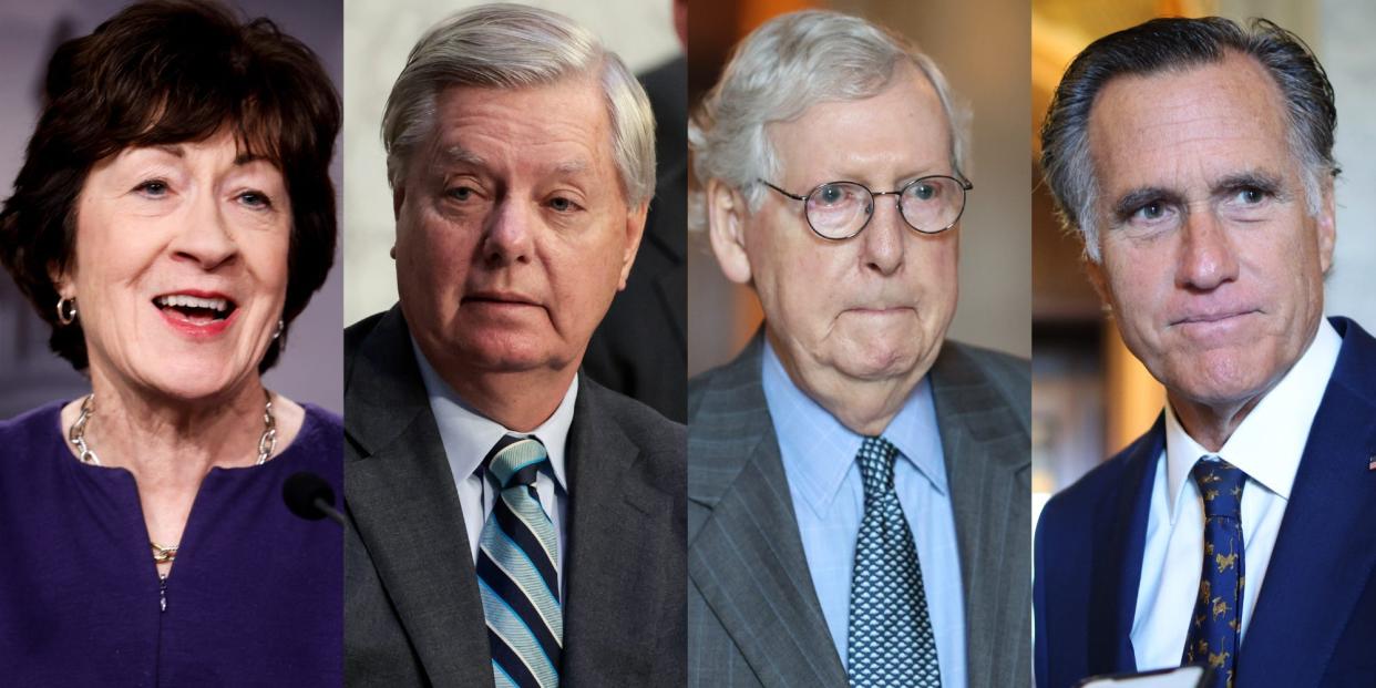 Republican Sens. Susan Collins of Maine, Lindsey Graham of South Carolina, Mitch McConnell of Kentucky, and Mitt Romney of Utah.