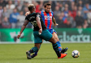 <p>Yohan Cabaye in action with Southampton’s Mario Lemina REUTERS/David Klein </p>