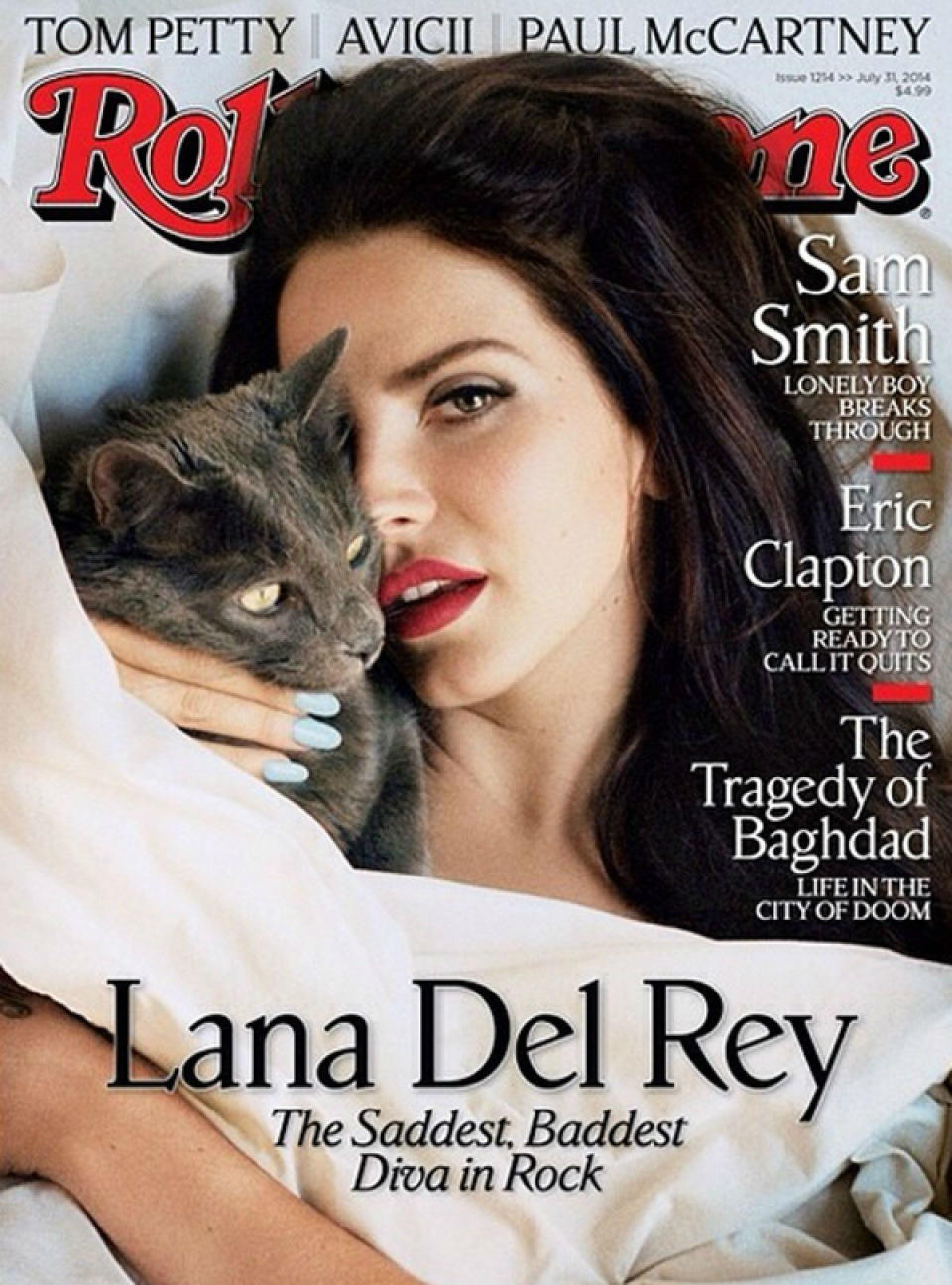 <p>Lana Del Rey y su gata fueron portada de Rolling Stones en 2014. ¿No sabías que era una <em>catlover</em>? (Foto: Rolling Stones). </p>