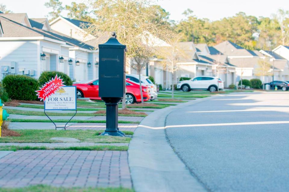 A house for sale that’s now under contract in the Market Commons neighborhood of Myrtle Beach, S.C. on April 2, 2021. The Myrtle Beach housing market has exploded in recent months as people seek to leave crowded cities in the northeast during the pandemic.