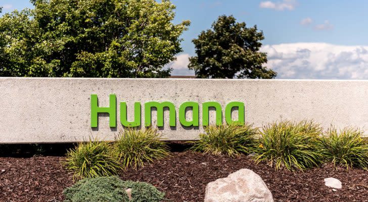 A Humana (HUM) sign out front of the company's office in Louisville, Kentucky. stocks to buy