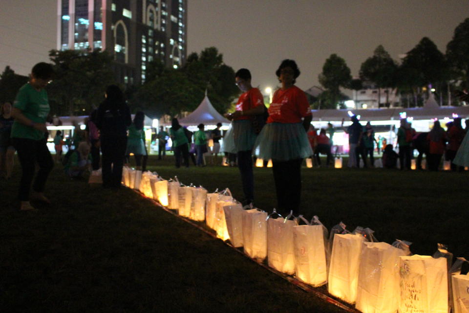 The luminaria ceremony where participants light up lanterns and candles with heartfelt messages to lost loved ones. — Picture courtesy of the National Cancer Society of Malaysia