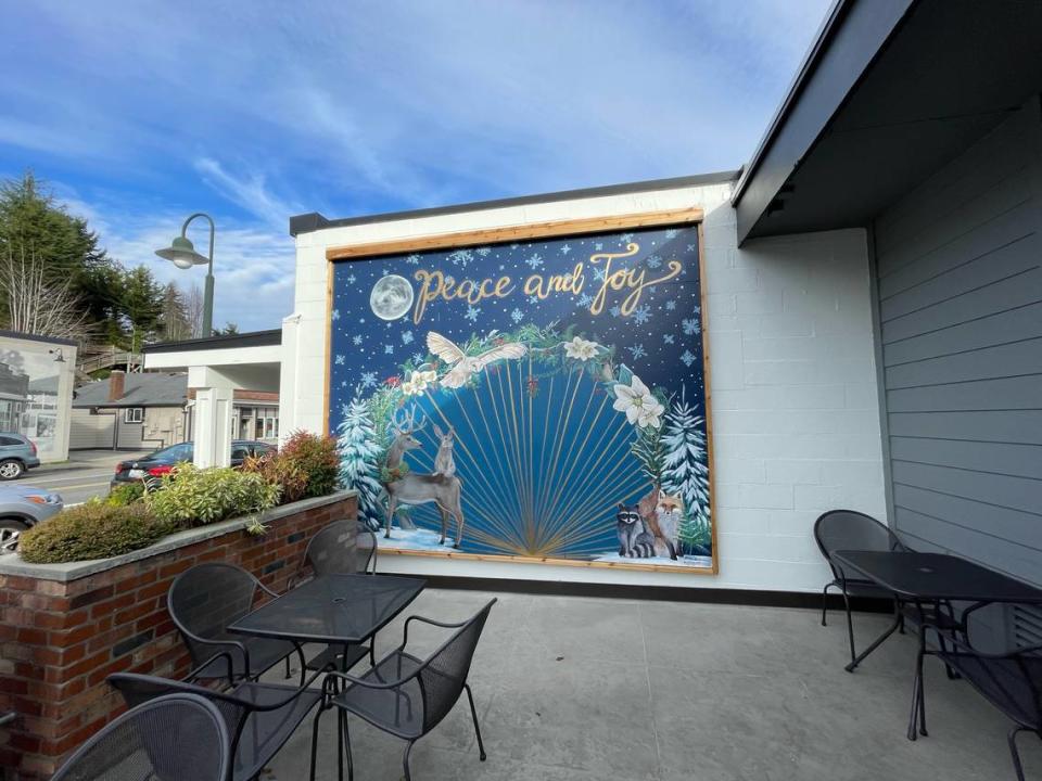 The mural will be adjacent to the entryway of the Devoted Kiss Cafe, 8809 N. Harborview Dr., on the exterior wall of artist Hillarie Isackson’s studio. It’ll be up until Feb. 2, then installed seasonally each year.