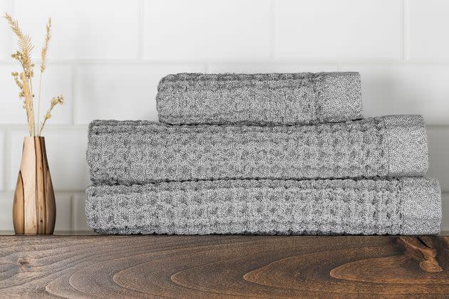 Light Gray Waffle Weave Cotton Bath Towel - World Market