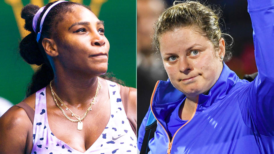 Serena Williams, pictured left, has taken to social media to praise Kim Clijsters, right, for her professional comeback.