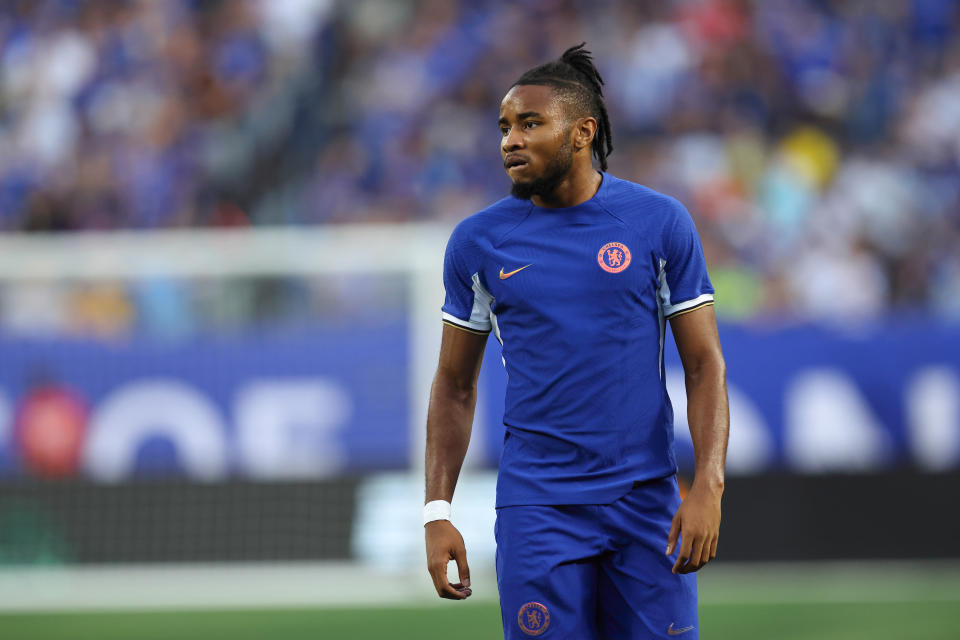 CHICAGO, ILLINOIS - AUGUST 2: Christopher Nkunku of Chelsea during the pre-season friendly match between Chelsea FC and Borussia Dortmund at Soldier Field on August 2, 2023 in Chicago, Illinois. (Photo by Matthew Ashton - AMA/Getty Images)