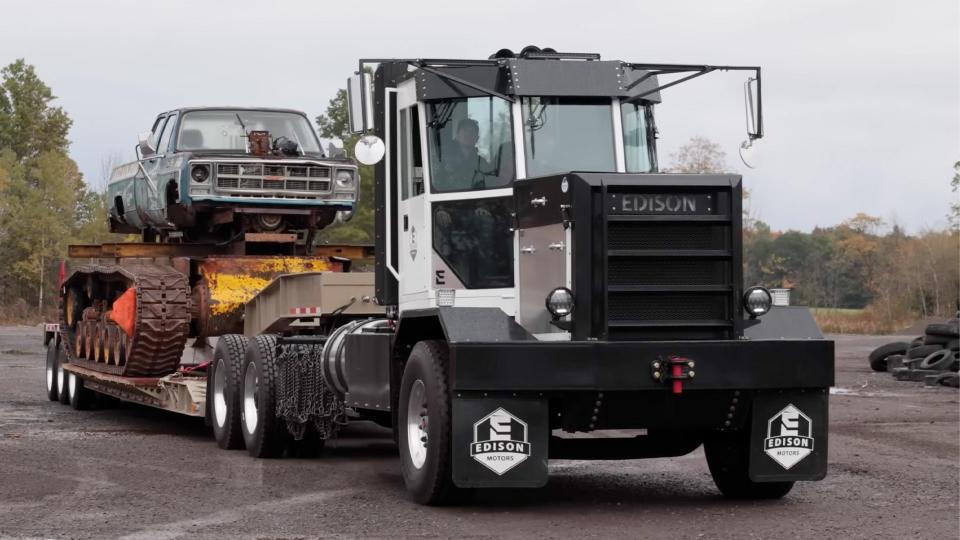 Watch a Diesel-Electric Edison Semi Truck Drag a WWII Tank Like It's Nothing photo