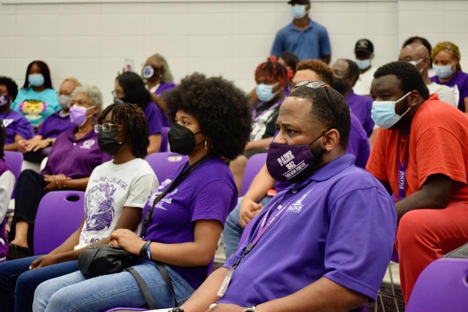 Paine College students, staff and alumni listen intently to Grammy-winning singer and Artist in Residence CeeLo Green at a lecture on the road to success at Paine's Ellis and Anne Johnson Performing Arts Studio in Augusta, Georgia, on Aug. 4, 2022.