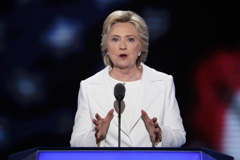 美國總統候選人希拉蕊．柯林頓（Hillary Clinton）28日登上民主黨全國大會舞台，發表接受提名演說（美聯社）