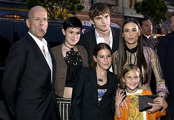 Bruce Willis , Ashton Kutcher and Demi Moore with Scout, Rumer and Tallulah Belle at the LA premiere of Columbia's Charlie's Angels: Full Throttle