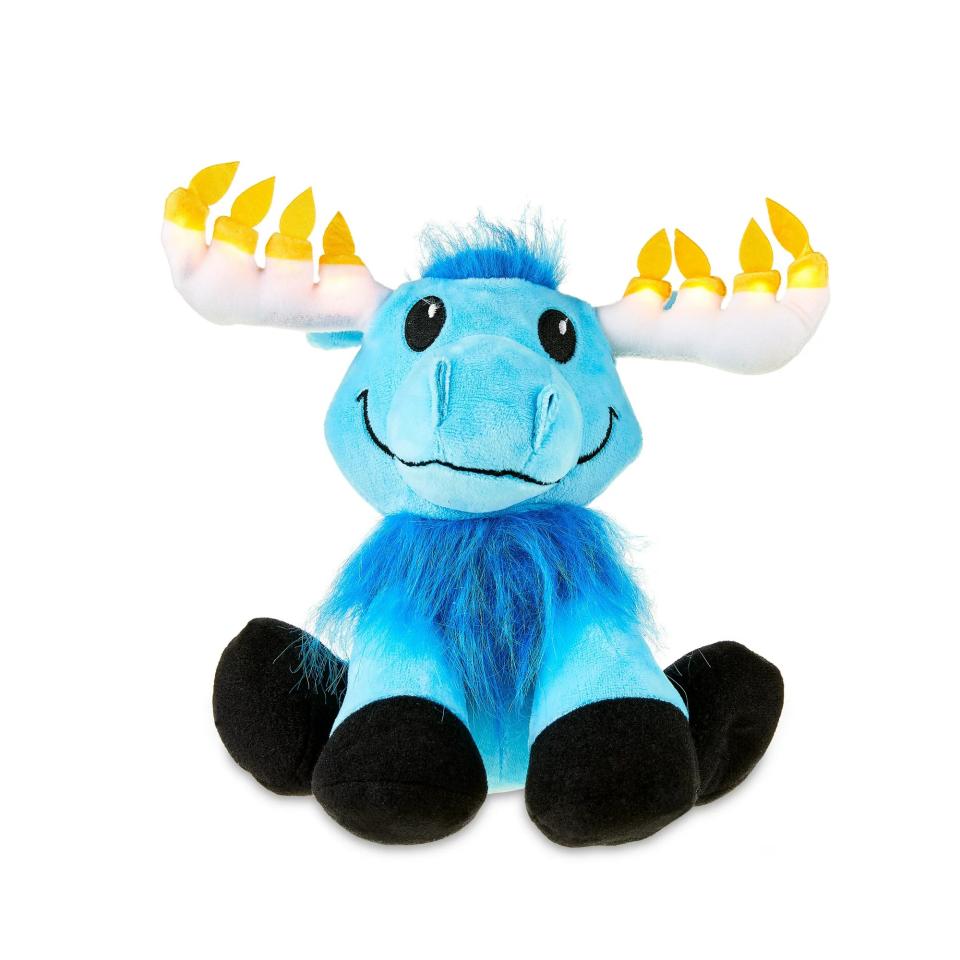blue moose-shaped plush doll