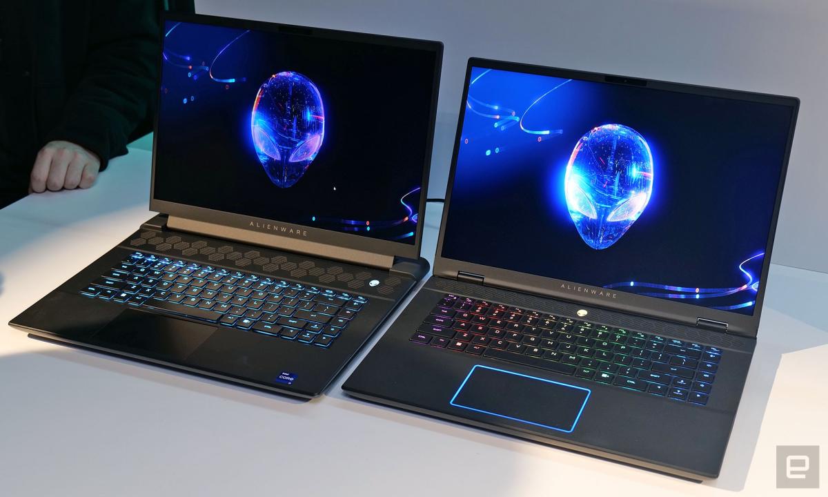 When put side-to-side next to last year's model, it's clear how much extra bulk Alienware shaved off on the new m16 R2 (right).