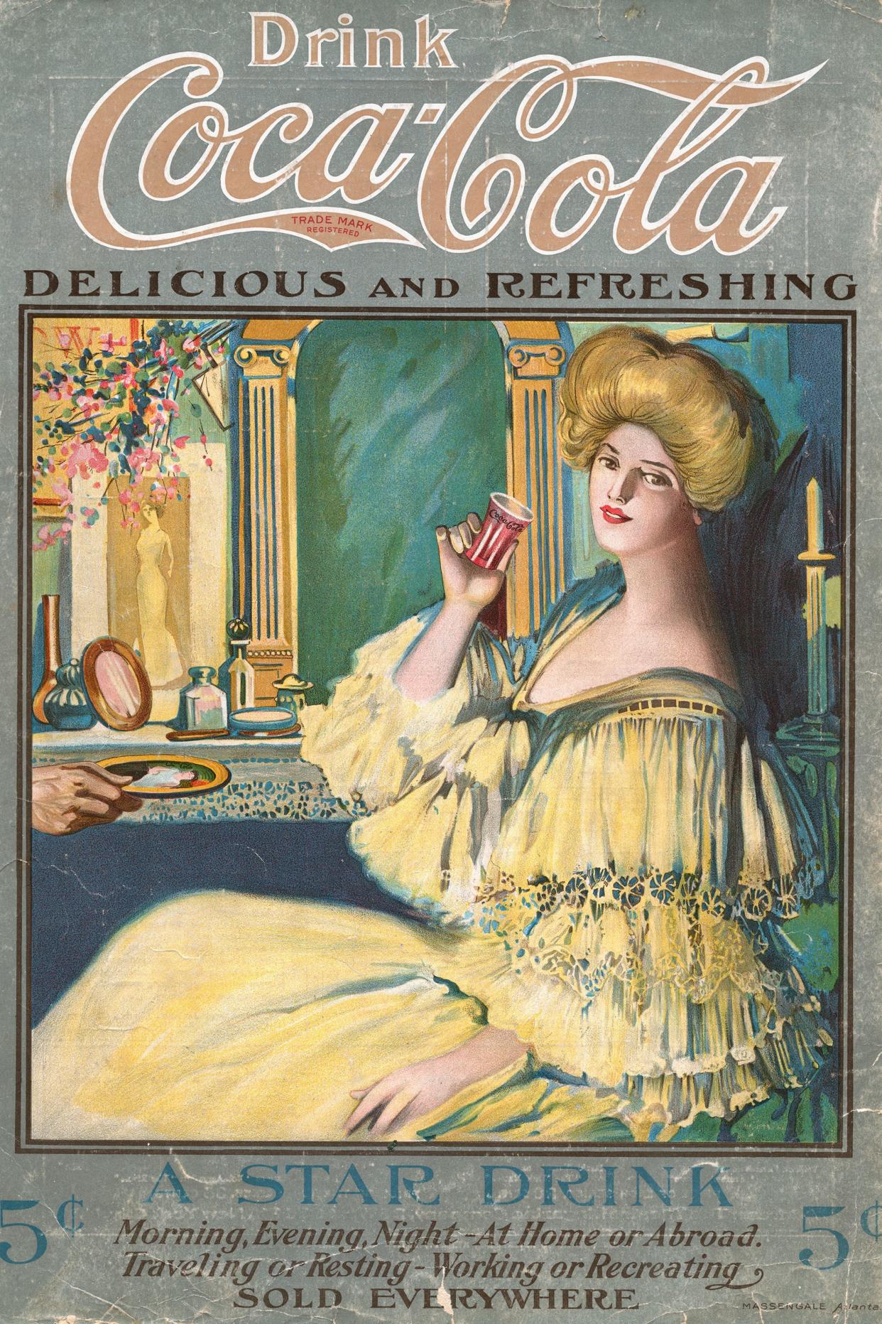 Illustration of a Young Woman Enjoying Coca Cola