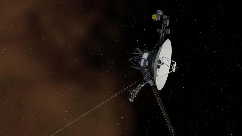 This artist's illustration depicts Voyager 1 entering interstellar space.