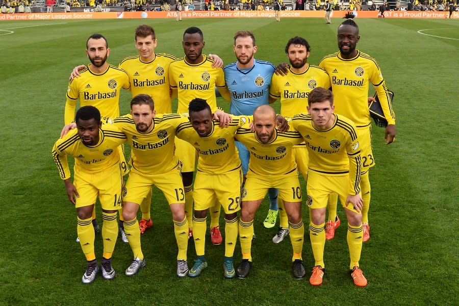 COLUMBUS, OH – DECEMBER 6: The starting eleven for the Columbus Crew SC pose for a photo before playing against the Portland Timbers on December 6, 2015 at MAPFRE Stadium in Columbus, Ohio. Portland defeated Columbus Crew SC 2-1 to claim the MLS Cup title. (Photo by Jamie Sabau/Getty Images)