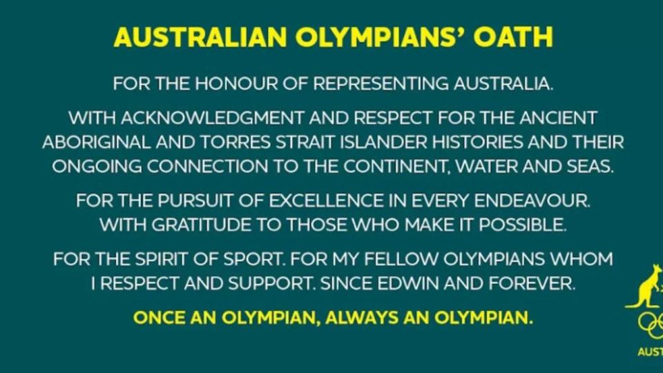 The Australian Olympians' Oath embedded in opening ceremony blazers