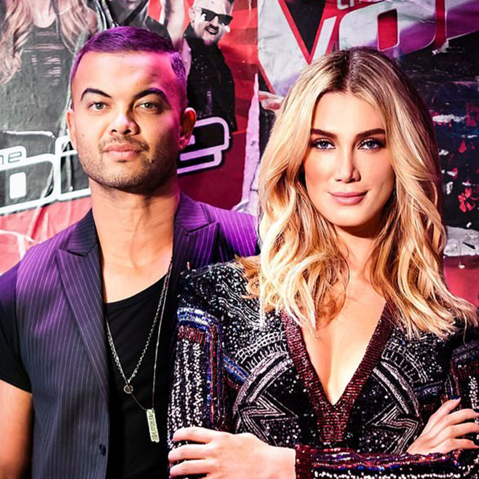 Guy Sebastian and Delta Goodrem on The Voice.