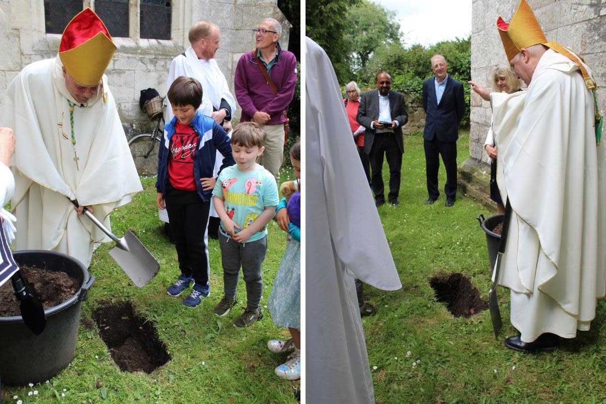 The Archbishop buried a time capsule in the grounds of All Saints' Church, Bolton Percy <i>(Image: Supplied)</i>