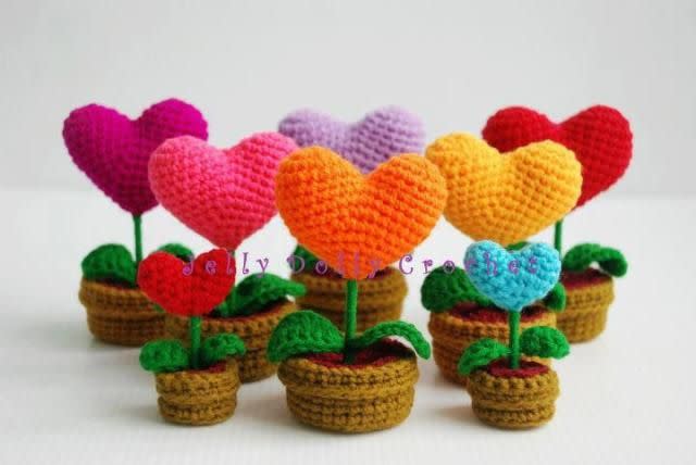 Crochet Heart Bouquet