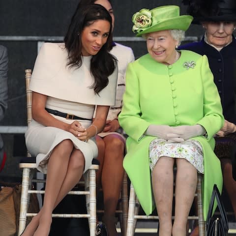 The Duchess sitting next to the Queen - Credit: PA