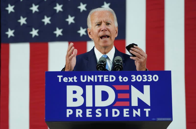 Democratic U.S. presidential candidate Biden speaks at campaign event in Wilmington, Delaware