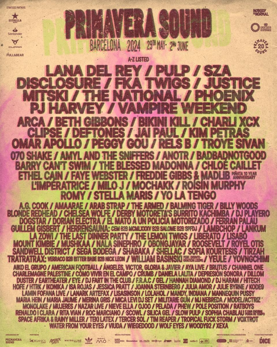 Primavera Sound 2024 lineup poster