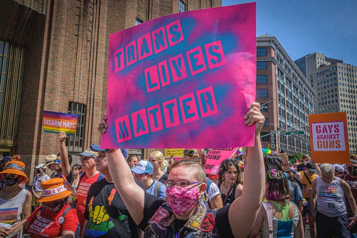 protest sign that reads trans lives matter