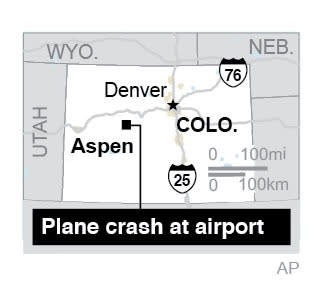 Locates Aspen, Colo., where a private jet crashed; 1c x 1 1/2 inches; 46.5 mm x 38 mm;