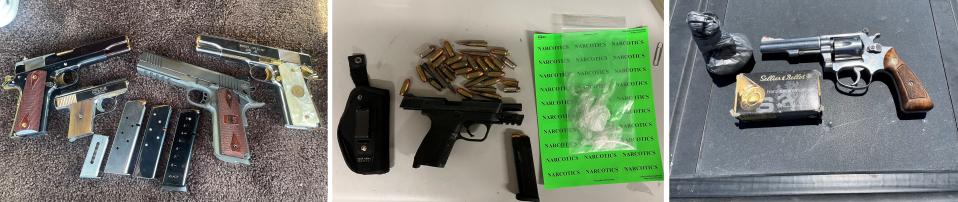 Sheriff’s officials reported making several felony arrests and seizing dozens of firearms and drugs during the latest week of Operation Consequences in the High Desert and Inland Empire.