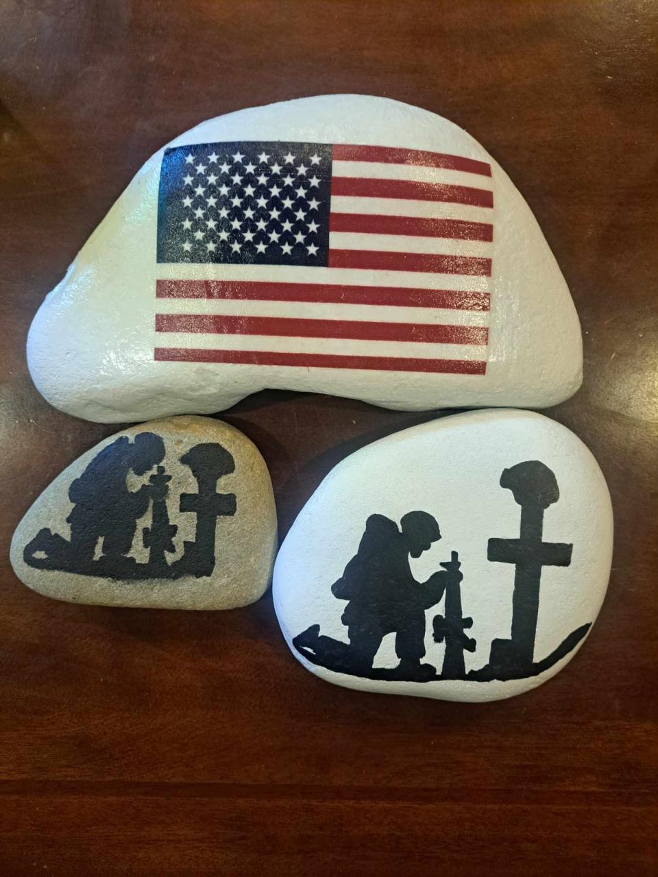 Lisa and Chris Patterson, members of the HVL Rocks Facebook group, are delivering rocks painted with veterans' themes to the Veterans Healing Farm on Oct. 31.