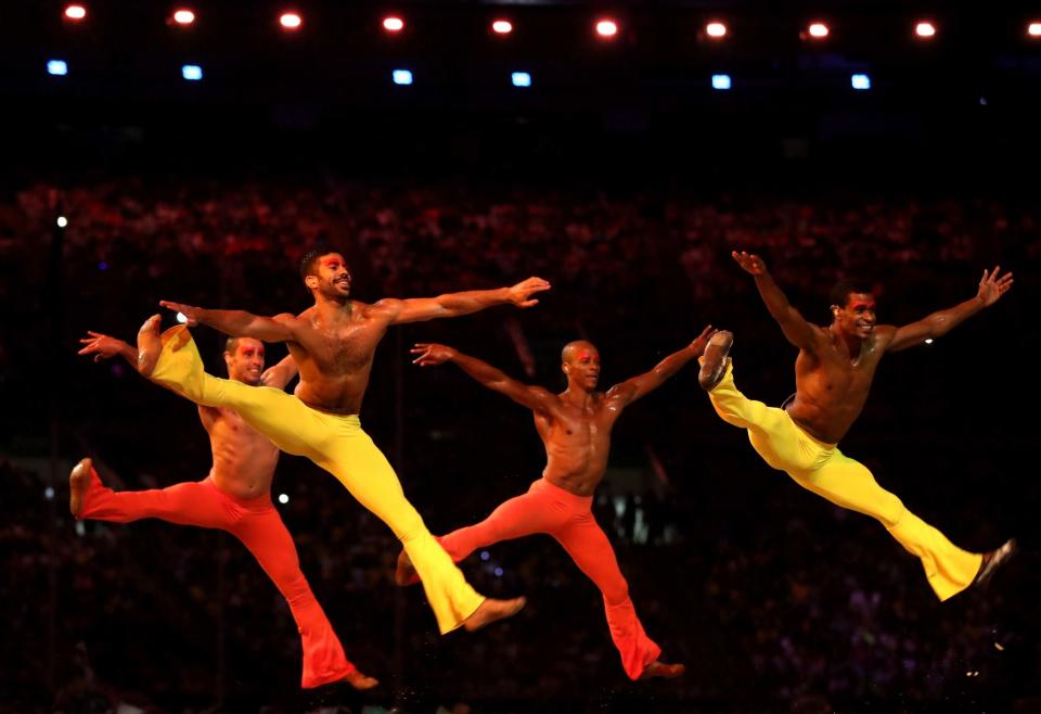 <p>Dancers perform during the Closing Ceremony on Day 16 of the Rio 2016 Olympic Games at Maracana Stadium on August 21, 2016 in Rio de Janeiro, Brazil. (Photo by Cameron Spencer/Getty Images) </p>