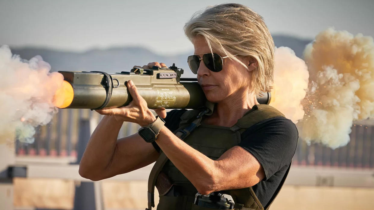 Linda Hamilton returns as Sarah Connor in 'Terminator: Dark Fate'. (Credit: Fox)
