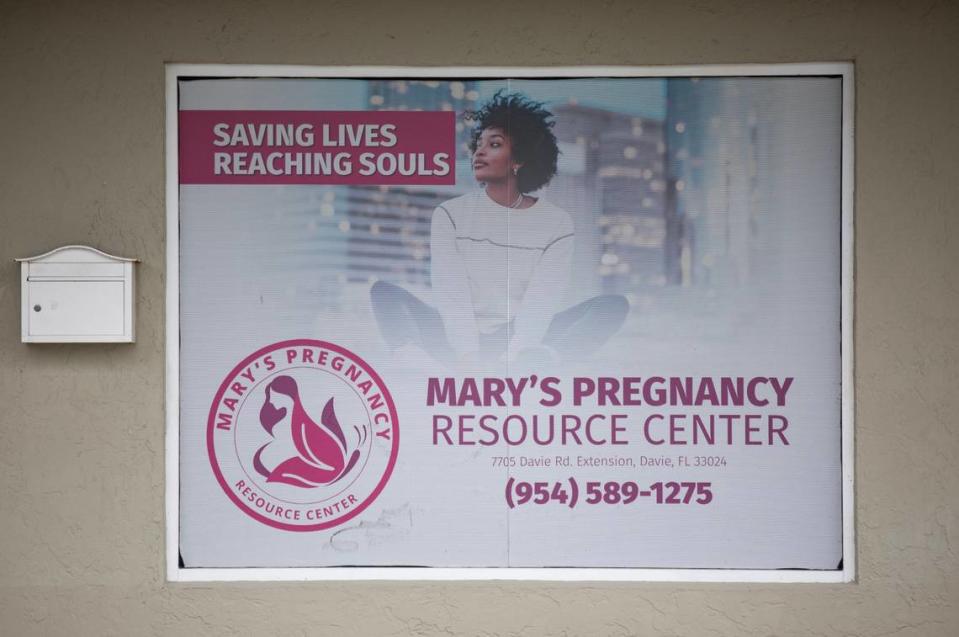 Another window covering at Mary’s Pregnancy Resource Center in Broward County. Lauren Witte/lwitte@miamiherald.com