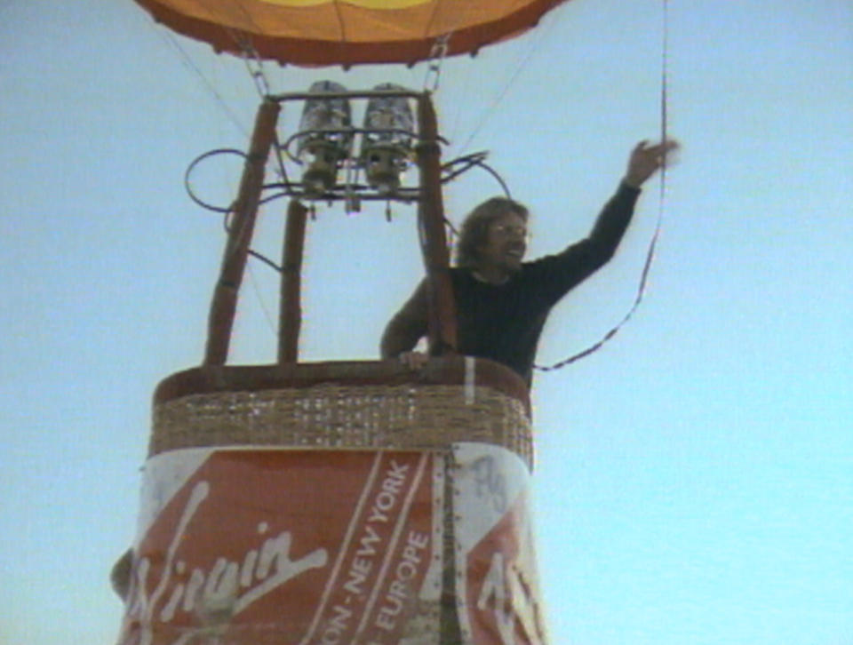 Richard Branson in a hot air balloon
