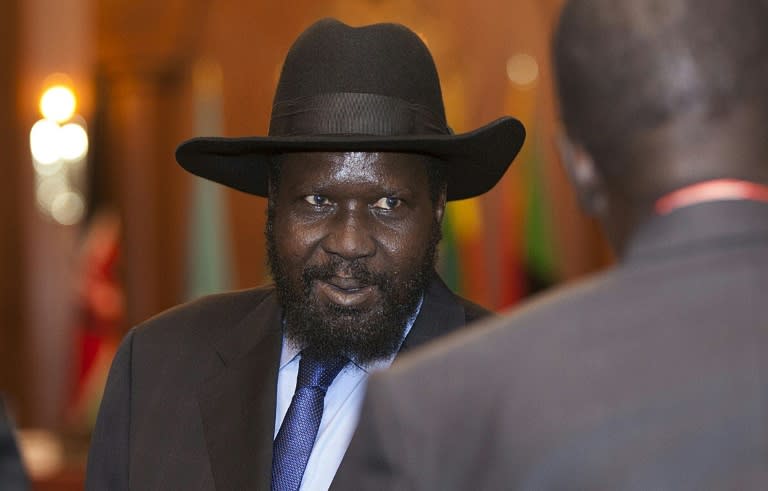 South Sudan president Salva Kiir pictured at the Intergovernmental Authority on Development (IGAD) 29th Extraordinary Summit in Addis Ababa on January 29, 2015