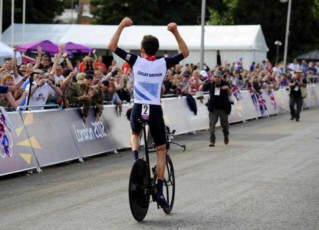 Bradley Wiggins celebrates