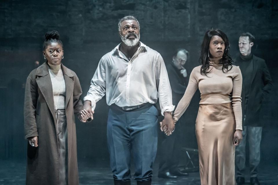 Akiya Henry, Danny Sapani and Faith Omole in King Lear (Marc Brenner)