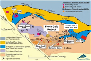 Figure 1: Location of Florin Gold Project area relative to other gold projects