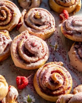 Glazed Raspberry Honey Sweet Rolls