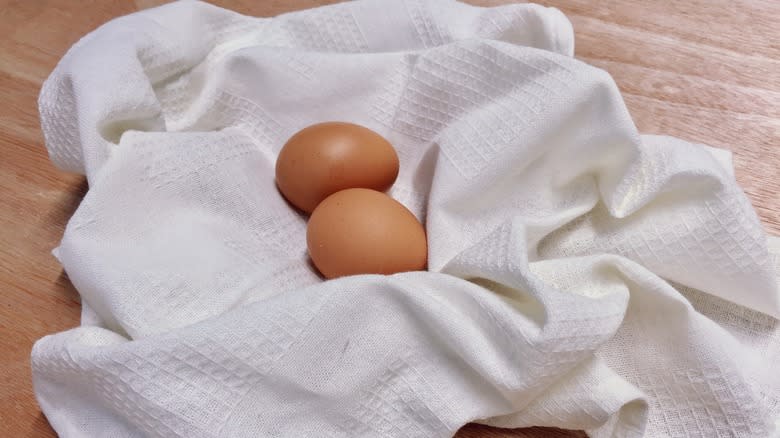 eggs wrapped in cloth