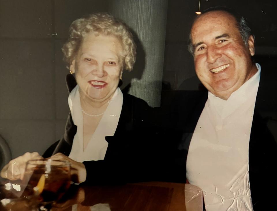 One of a few framed photos of Donald and Doris Duchene, who are among many prominent clients displayed in the Grosse Pointe law firm of S. Gary Spicer, longtime family friend and attorney to the Duchenes.
