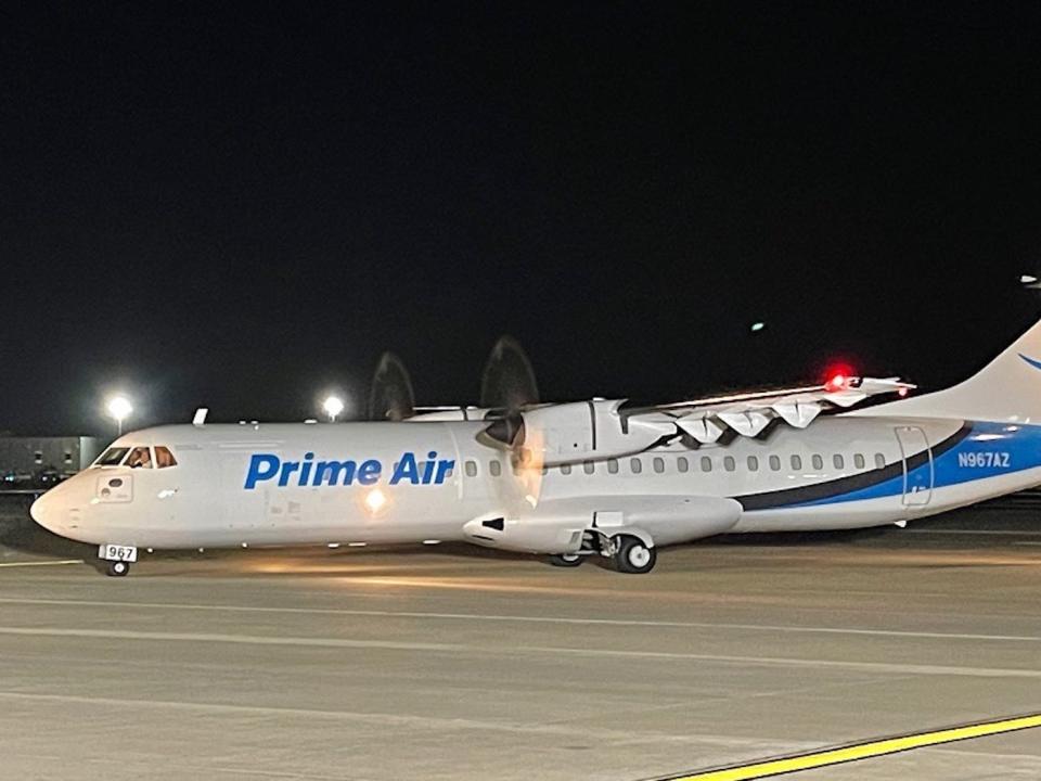 Amazon's ATR72-500F operated by Silver Airways at Wichita Airport in January.