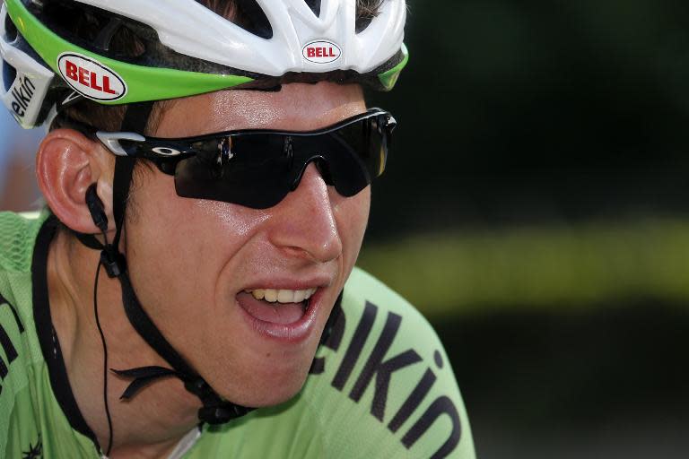 Netherland's Bauke Mollema, seen at the start of the 133.5 km twenty-first and last stage of the 100th edition of the Tour de France cycling race, between Versailles and Paris, on July 21, 2013