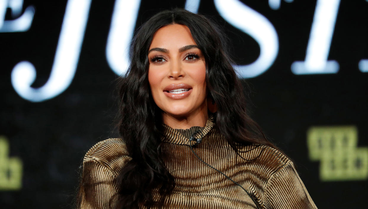 Kim Kardashian pictured at a press conference in California, 2020. (Reuters)