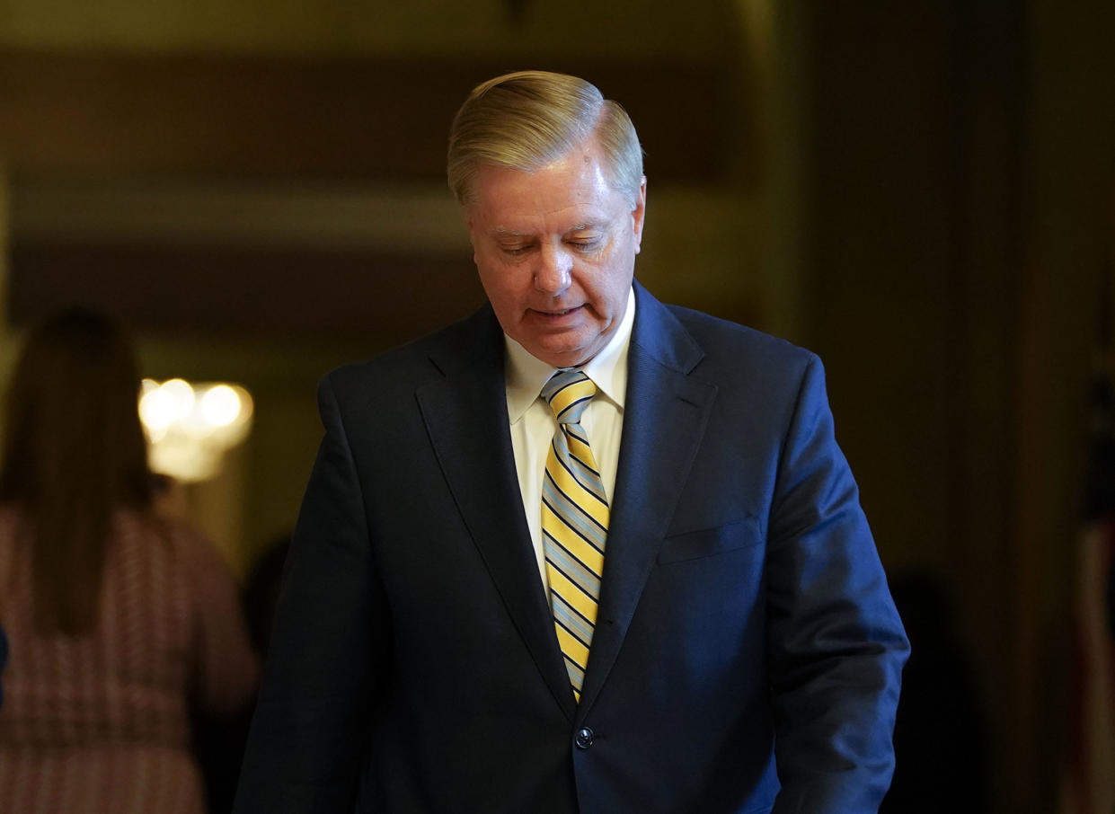 Sen. Lindsey Graham, R-S.C., leaves a meeting at the office of Senate Majority Leader Mitch McConnell, R-Ky., at the Capitol in Washington, Tuesday. (Photo: AP/Pablo Martinez Monsivais)