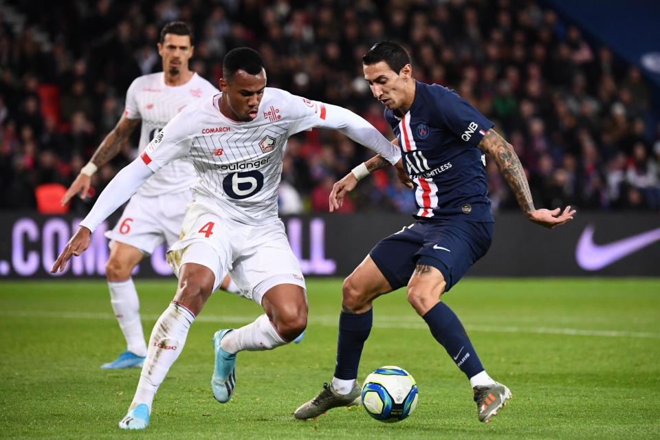 On the move: Lille defender Gabriel Magalhaes could be heading to the Premier League this summer (AFP via Getty Images)